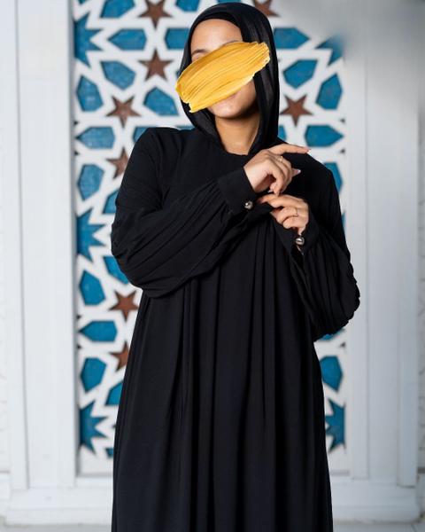 Abaya Royale à Manches Plissées – Élégance Intemporelle & Confort Absolu