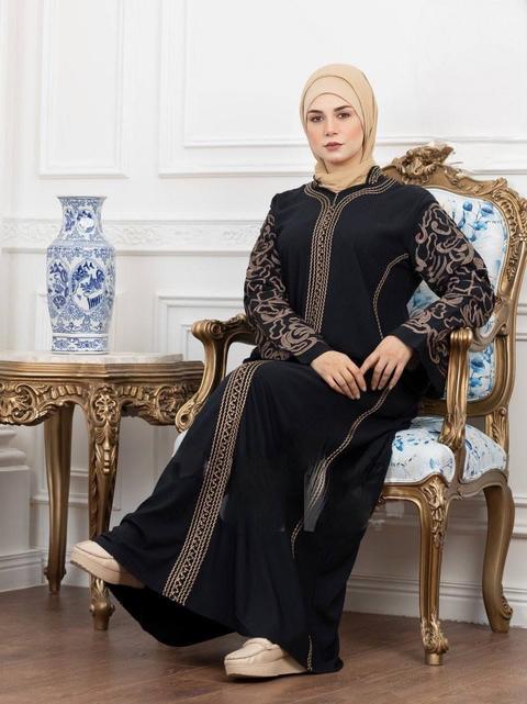 Abaya en Coton avec Broderies Artisanales – Chic & Intemporelle