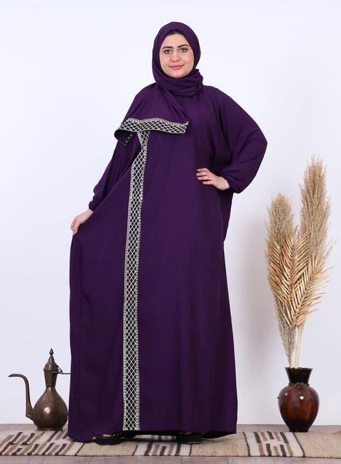 Isdal de prière en coton – Broderie géométrique noire