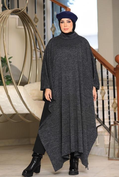 Poncho Hiver Luxe – Tweed Turc Premium Rayé, Extra Doux & Épais