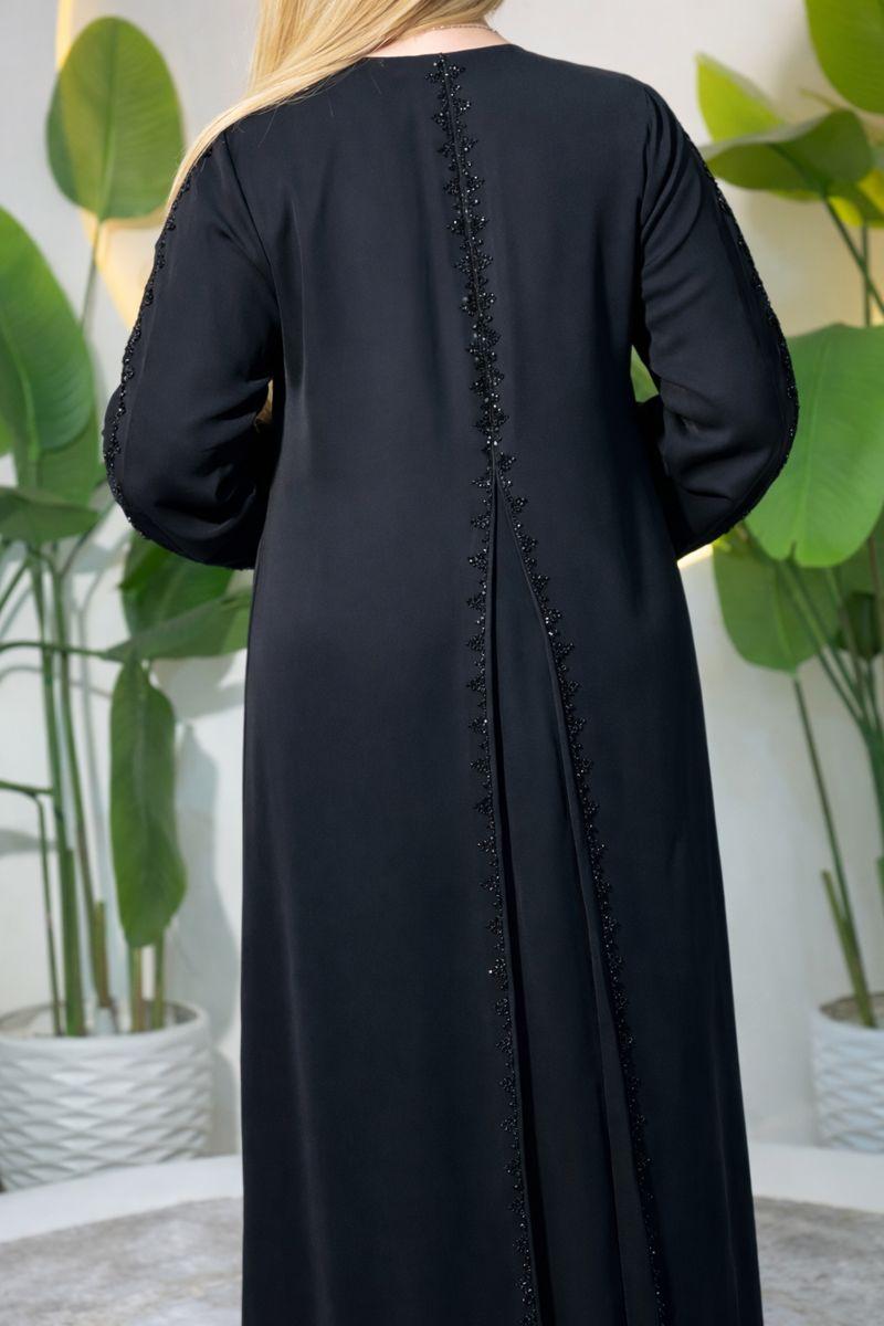 Abaya Obsidienne en soie + Voile