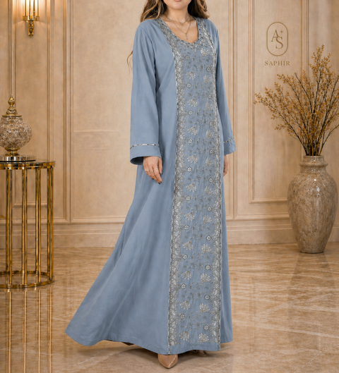 Abaya Lin Premium Brodée – Légère, Respirante & Élégante Été