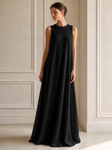 Robe longue sans manches en viscose premium