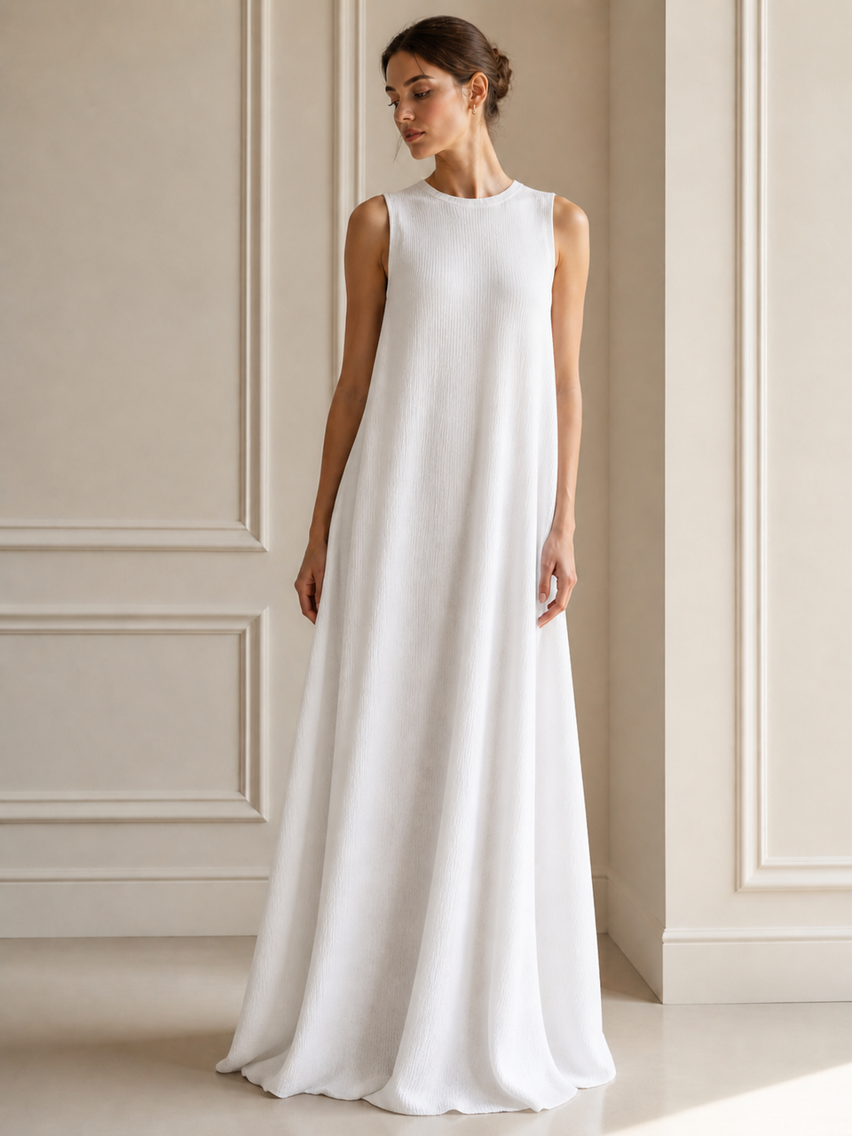 Robe longue sans manches en viscose premium